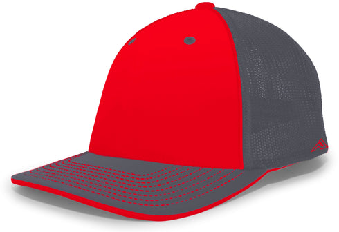Pacific Headwear Trucker Flexfit® Cap, Size L/XL (404M), Color 'RedGraphiteGraphite'